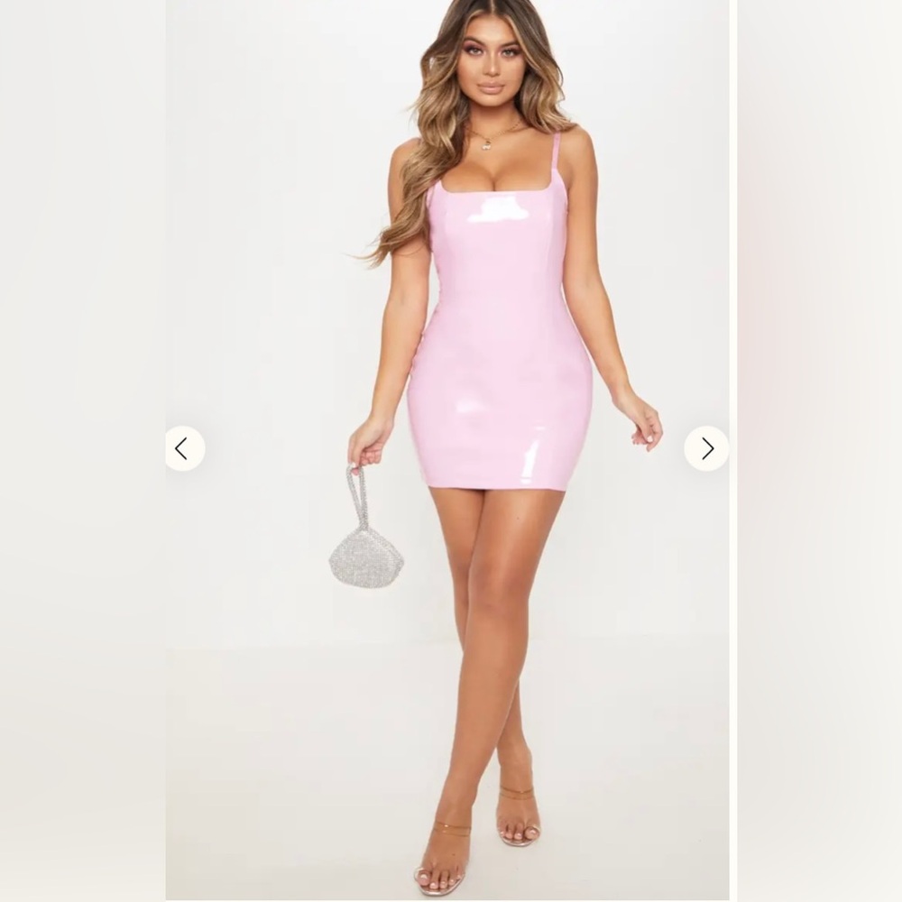 PrettyLittleThing Baby Pink PU Bodycon Dress🎀🦋💋🛍️❤️ - Picture 3 of 8